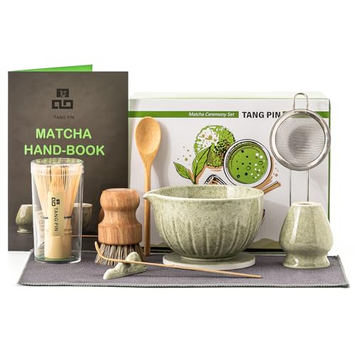 TANG PIN 10Pcs Matcha Whisk Set, 15 OZ Matcha Bowl Kit