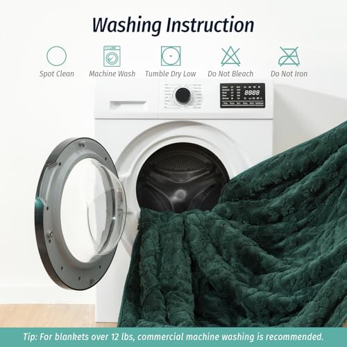 Wemore Weighted Blanket for Adults Twin Size 20 lbs, Dual Sided Soft Fuzzy Jacquard Sherpa Weighted Blankets for Sleeping, Cozy Fluffy Knitted Heavy Blanket for Couch Bed, Dark Green, 60 x 80 inches