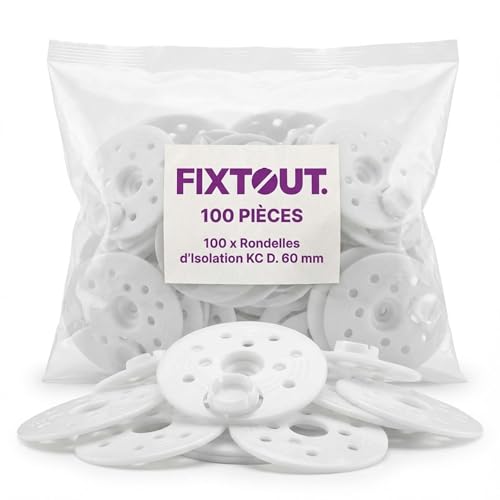 100 rondelles d'isolations avec capuchon KC D. 60 mm pour vis VBF ou cheville NFA - Fixtout