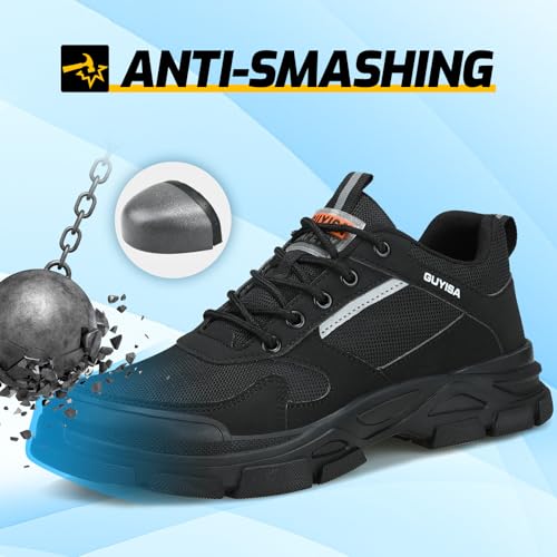 Image of Steel Toe Shoes for Men,Lightweight Non Slip Work Shoes for Men,Indestructible Steel Toe Boots,Industry Construction Safety Work Boots.