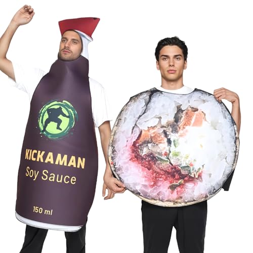 Bohany Disfraces de cosplay de comida, ropa de cosplay de salsa de soja, fácil de llevar, trajes de pareja para reuniones familiares, actividades de Halloween, carnaval, Navidad