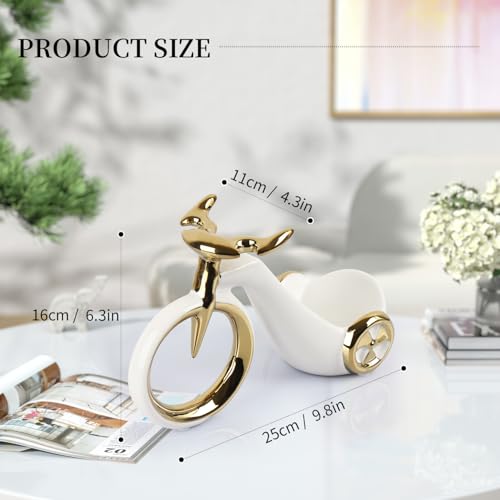 Home Decor Modern Art Ceramic Statue,White Gold Sculpture Decor Elegant Modern Living Room Decorations Dining Room Table Centerpiece for Office Centerpiece - Image 3