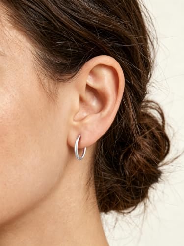 Image of Silvora 14K Gold Plated Huggie Hoop Earrings for Women, Small Sterling Silver Hoops, Hypoallergenic Cartilage Earrings for Sensitive Ears 8 /10 /12 /14 /16 /18 /20MM