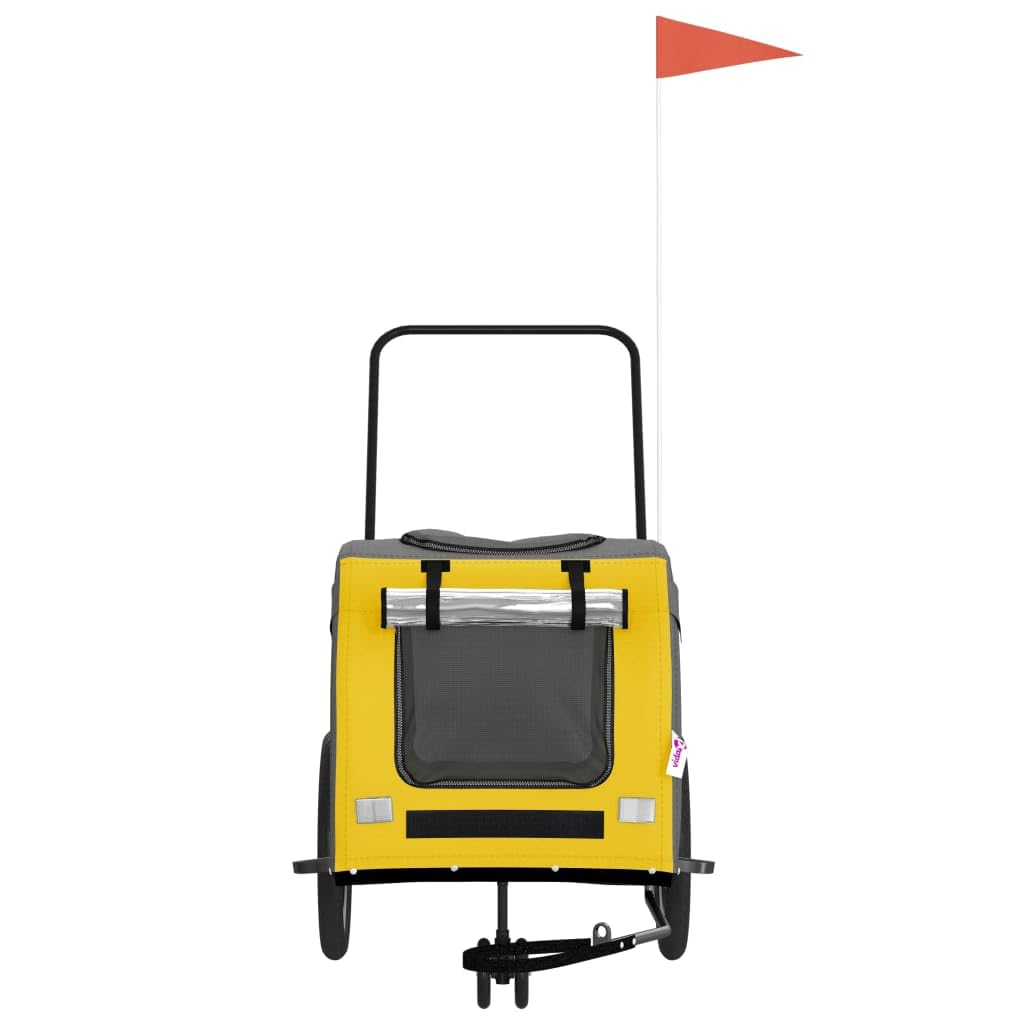 Homgoday Remolque de bicicleta para animales amarillo y gris Oxford y hierro, mueble carro para perro, carro para bicicleta, carro para perros, transportín perro bicicleta modelo 93854