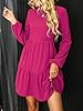 CUPSHE Women Mini Dress Ribbed Tiered Layered A-line Fall Round Neck Knitted Casual Party Tunic Dress Hot Pink M #5