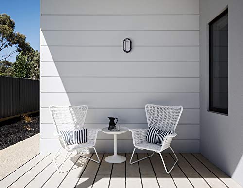 Coramdeo Outdoor 8.5” Oval Led Nautical Bulkhead Light, Flush Mount For Wall Or Ceiling, Wet Location, 75W Of Light, 800 Lumens, 3K, Black Cast Aluminum With Frosted Glass Lens #TOP5