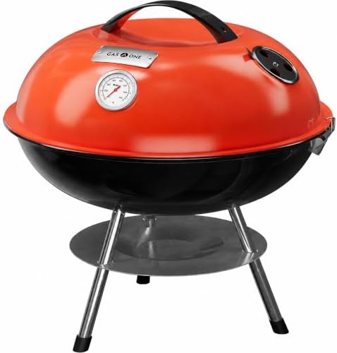 GasOne 14-inch Portable Charcoal Barbecue Grill with Thermometer ...