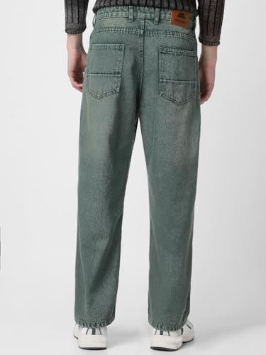 Image of Neostreak Men's Loose Baggy Fit Heavy Washed Jeans Non-Stretchable