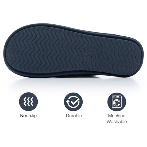 Image of GOEWY Mens Two-Tone House Slippers with Memory Foam Cozy Warm Slip On House Shoes for Indoor Outdoor Gifts for Men Him Dad