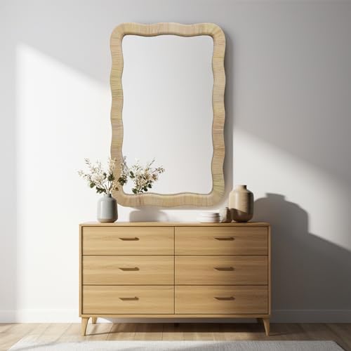 Parisloft Rattan Wall Mirror, Irregular Wave Mirror thumb #2