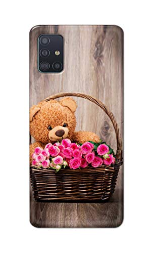 Image of PRINTFIDAA Roses and Teddy Bear in The Wicker Hard Back Cover for Samsung Galaxy A51, A51 5G SM-A515F / DSN, SM-A515F / DS Back Cover -(P6) KAT1004