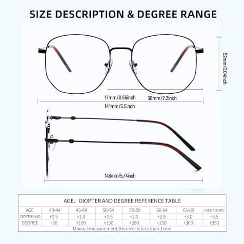 Image of Oversized Metal Reading Glasses Women Men, Large Fashion Blue Light Blocking Computer Readers