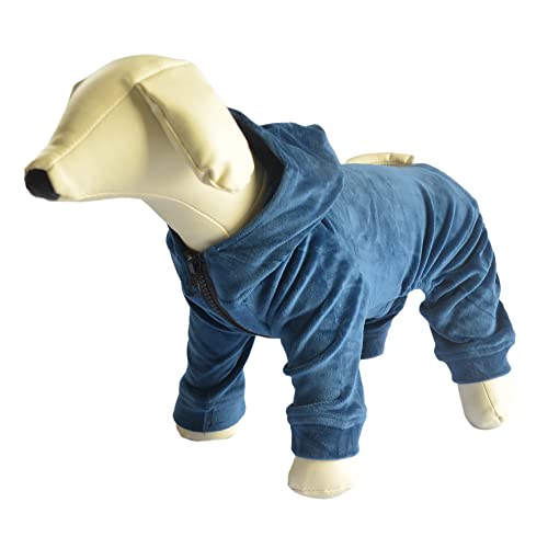 Dog Pajamas Pet Jumpsuits Pjs For All Seasons, Velvet Dog Hoodies 4 Legs Four Feet Dog Onesies Stylish Pjs Puppy Costume Cotton Liner Warm Pet Clothes For Small Medium Large Dogs Darkblue M #TOP15