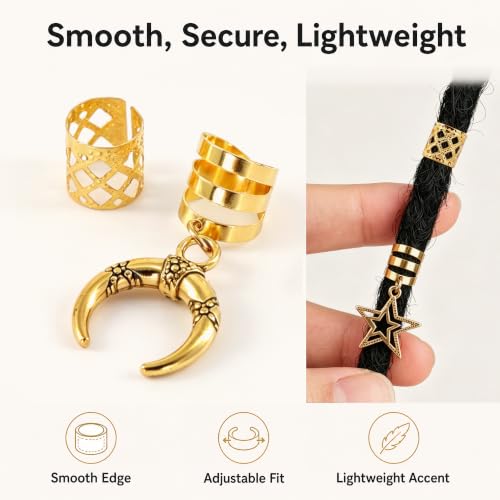 Olen Gold Hair Jewelry para Trenzas, 25 piezas miniatura 6