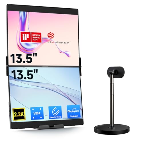 Image of JSAUX FlipGo Pro 13.5 inch 2.2K Dual Screen Portable Monitor with Magnetic Stand