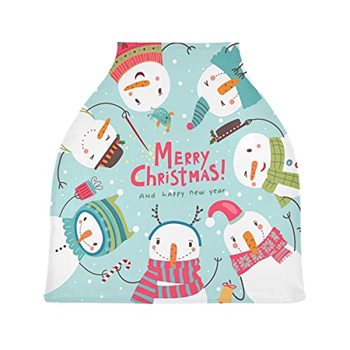 Lindo Muñeco De Nieve Navidad La Lactancia Materna Enfermería Cubierta Asiento de Coche de Bebé con Dosel Transpirable Carros de La Compra Cubierta para Bebé