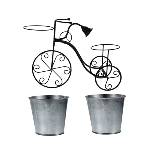 IWOWHERO 1pezzi Portavaso in Ferro Battuto Portapiante da Terra Forma di Bicicletta Fioriera Decorativa per Giardino e Balcone Supporto per Piante da Bicicletta Senza Piante