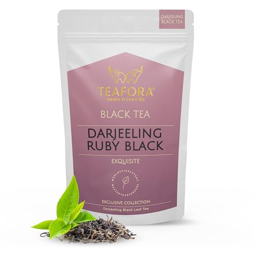 Image of TEAFORA Darjeeling Ruby Black Tea | Single Estate Loose Leaf | Smooth & Fruity Flavor | Freshly Sourced Direct From Origin | Brew Hot or as Iced Tea - 50g