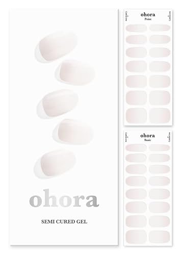 Ohora Semi Cured Gel Nail Strips (N Veil) - Works With Any Nail Lamps, Salon-Quality, Long Lasting, Easy To Apply & Remove - Includes 2 Prep Pads, Nail File & Wooden Stick #TOP9