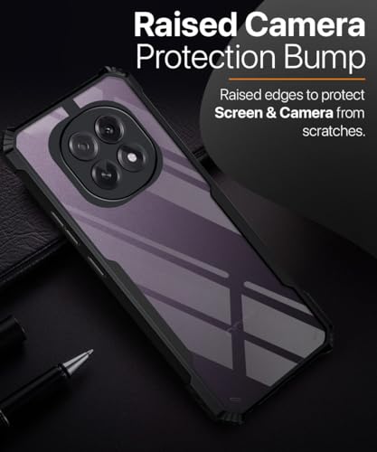 Image of WOW IMAGINE Shock Proof Clear Protective Back Case for Oppo F29 5G - AirEDGE Technology | 360 Degree Camera Protection | Transparent Hybrid Back Case Mobile Cover - Black