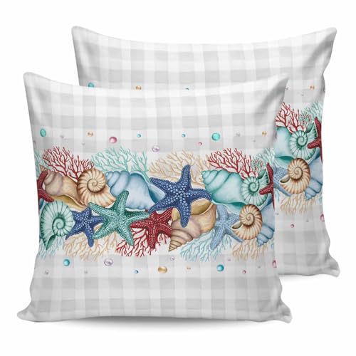 24x24 Pillow Covers Set of 2, Summer Starfish Throw Pillow