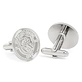 Manchester City FC Official Silver Plated Cufflinks – Club Crest Design Mens Shirt Accessories – Presentation Gift Box – Ideal Man City Football Gift