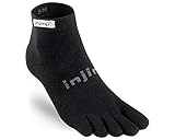 Injinji 2.0 Men's Run Lightweight Mini Crew Toesocks, Black, Medium
