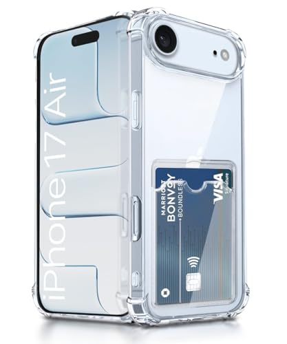 Image of WOW IMAGINE Transparent Back Cover Case for iPhone 17 Air | Flexible Built-in Slim Card Pockets Wallet | 360 Camera Protection TPU | Soft Silicone Mobile Cover - Transparent