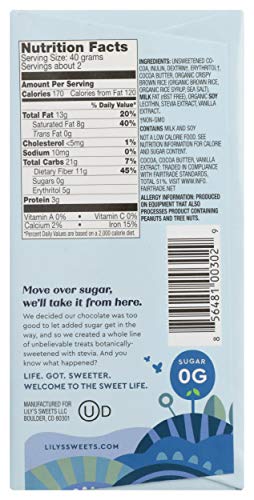 Lily's Crispy Rice Dark Chocolate (12X3 Oz) #TOP2