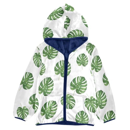 CHIFIGNO Green Monstera Leaves Boys Winter Jacket Warm Winter Jackets for Boys 3T