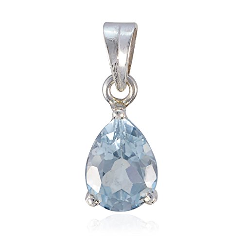 Preisvergleich Produktbild Blautopas Anhänger - Sterling Silber Anhänger-blauen Anhänger - Schmuck Zubehör Edelstein Anhänger - Geschenk für Freundin-Engagement Anhänger
