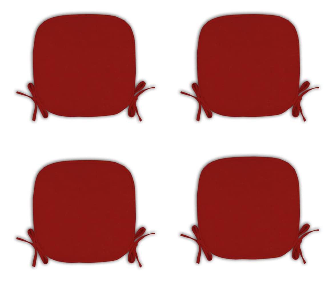 Dazzle Collection Chair Seat Pads for Home Dining Room Kitchen Office Garden Patio Chairpads Extra Soft Cushion with Tie 38x38cm (Red, 4)