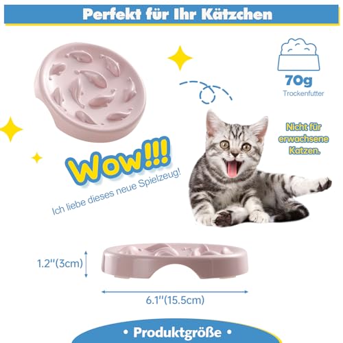 Anti Schling Napf Katzen Futternapf - Langsam Fütterung Katzennapf aus Melamin - Interaktiver Fressnapf Katze im Labyrinth Design - Gesundes Langsam Fressen Schüssel für Katzen - Klein - 15,5 x 2,5 cm