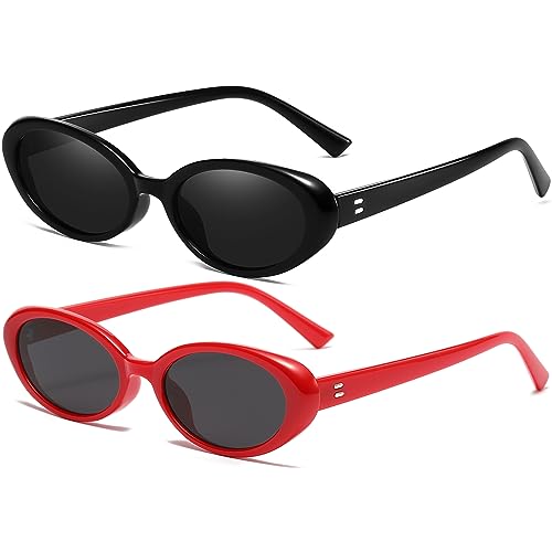 AIEYEZO Retro Oval Sunglasses for Women Fashion Small Oval Frame