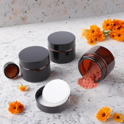 2oz Amber Glass Jars with Lids, Cosmetic Jars with Lids, 48 pack2