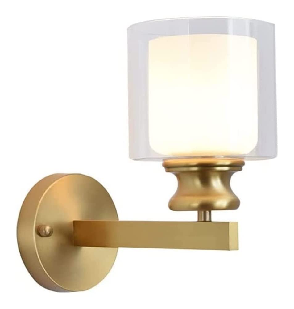 YNIYUJKL Wall Lamp, E27 Wall Hanging Lamp Industrial Lighting Fixture,Copper Wall Lighting Fixture Bedroom Staircase Aisle Decoration Wall Sconce Light Glass Lampshade Indoo