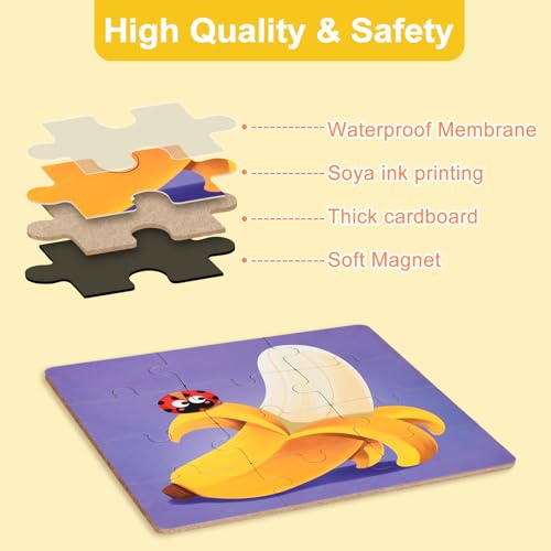 ASTARON Magnetic Puzzles for Toddlers 9-12-16 Pieces Fruits Learning Magnet Puzzles for Road Trip Educational Travel Toys Car Plane Activities for Kids Kids Birthday Gifts - Image 3