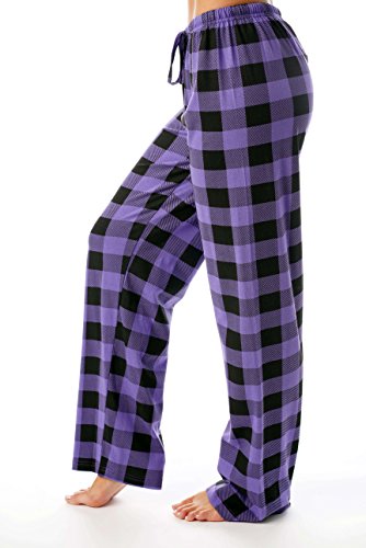 Image of Just Love Women's Buffalo Plaid Pajama Pants, 100% Cotton Jersey Knit Sleep and Lounge PJ Bottoms