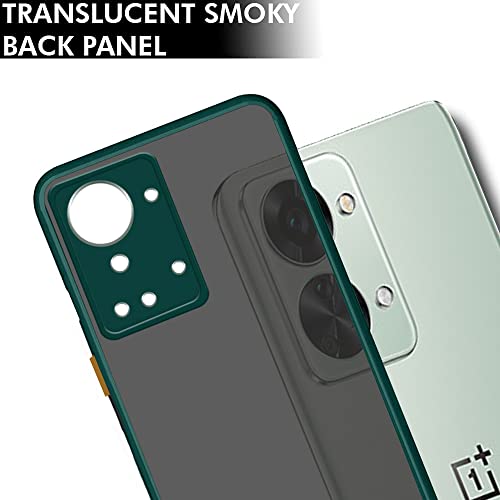 Image of TheGiftKart Translucent Hybrid Back Case Cover for OnePlus Nord 2T 5G | Smoked Matte Back | 360 Degree Protection | Protective Hard Back Case Cover for OnePlus Nord 2T 5G (PC, TPU | Green Bumper)