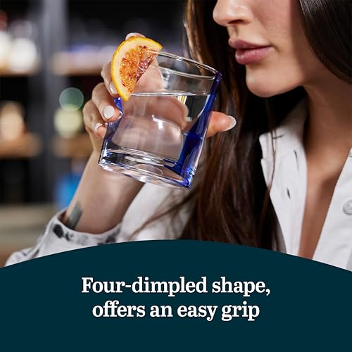 Image of Libbey Blue Ribbon Rock Glasses Set, Artisan-Inspired Four-Dimple Shaped Glass Cups, Dishwasher Safe Whiskey Glasses Set of 8 for Dinners, Parties
