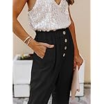 NIMIN Womens Casual Pants High Waisted Work Pants Elastic Cropped Dress Paper Bag Pants with Pockets - Image 4