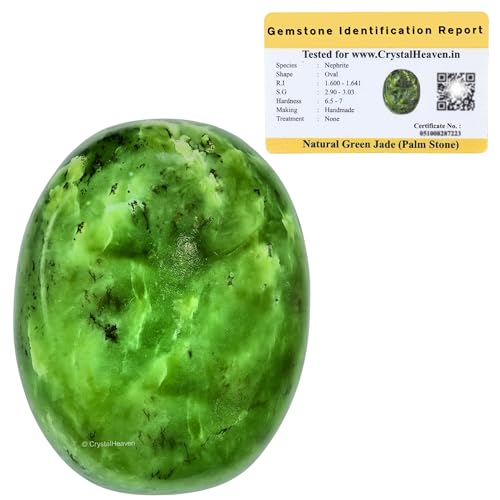 Image of Certified Green Jade Crystal Palm Pebbles Stones for Anxiety Stress Relief | AAA Grade Original Healing Gemstone Agate Palm Stone for Yoga Meditation Spiritual Reiki Feng Shui