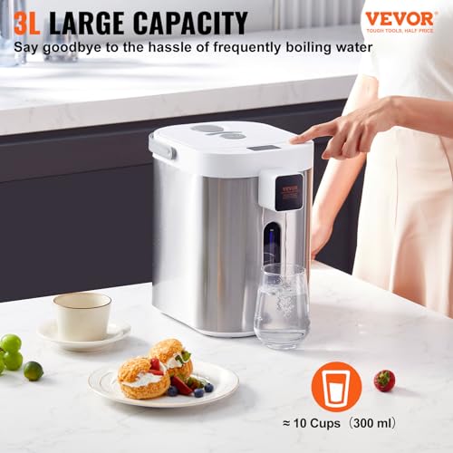 Image of VEVOR Hot Water Dispenser, Adjustable 11 Temperatures Water Boiler and Warmer, 304 Stainless Steel Countertop Water Heater, with LCD and Child Lock, for Tea, Coffee and Baby Formula, 3L /102 oz