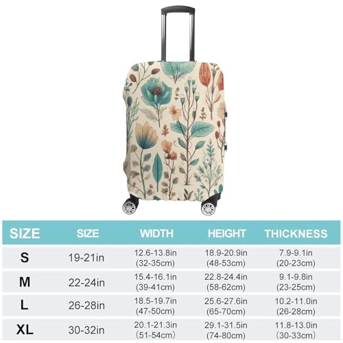 Flowers And Leaves Elastic Luggage Cover Suitcase Protector for 19-32 Inch Suitcases | Universal Stretchable Travel Bag Cover | Anti-Scratch, Washable with Zipper Closure XL2