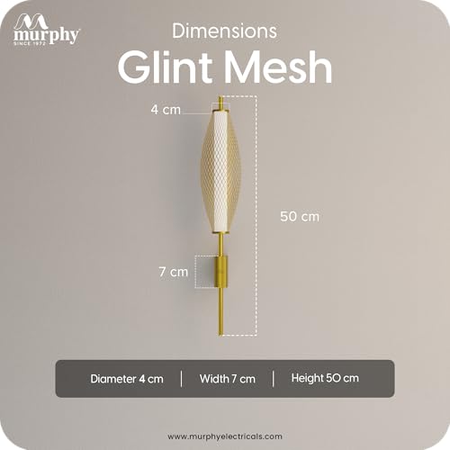 Image of Murphy Glint Mesh 12W Wall Light |Aluminium Body |Golden Finish| Pack of 2 | 3-in-1 Color Changing LED (Cool White /Warm White /Natural White) with 2-Year Warranty