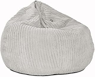 rucomfy Beanbags Large Jumbo Cord Slouchbag Bean Bag Chair - Pre-Filled - Hard Wearing - Machine Washable - 110cm x 80cm (Mustard With Footstool)
