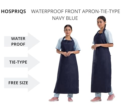 Image of Reusable Waterproof Front Apron -, Size 45 inchx23 inch | Poly Rubber Coated Fabric | Tie-Type with Adjustable Neck Buckle