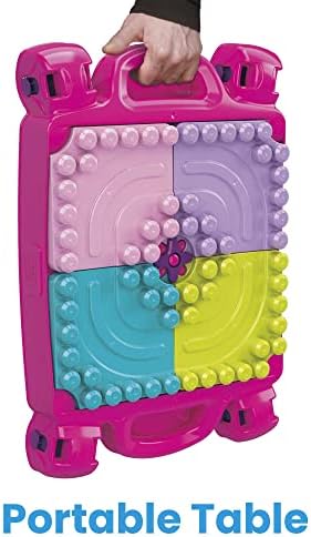Fisher Price Build n Learn Table by MEGA BLOKS, 30 Pieces, Portable Table, Ideal for Ages 1 and Up, Pink