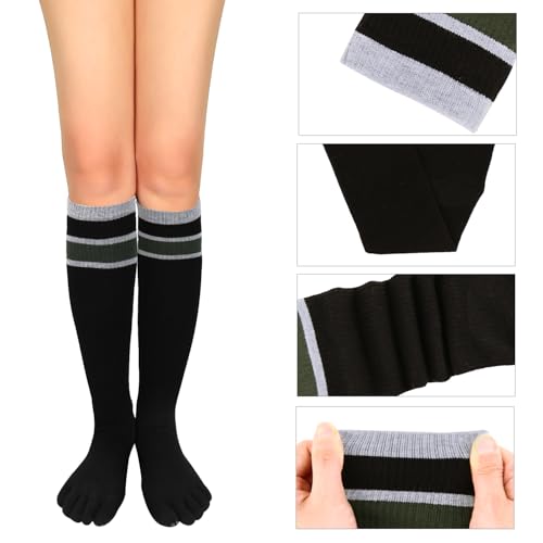 Image of Benefeet Sox Womens Knee High Toe Socks Non Slip Long Toe Socks Unisex Five Finger Socks Knee High Yoga Socks with Grips