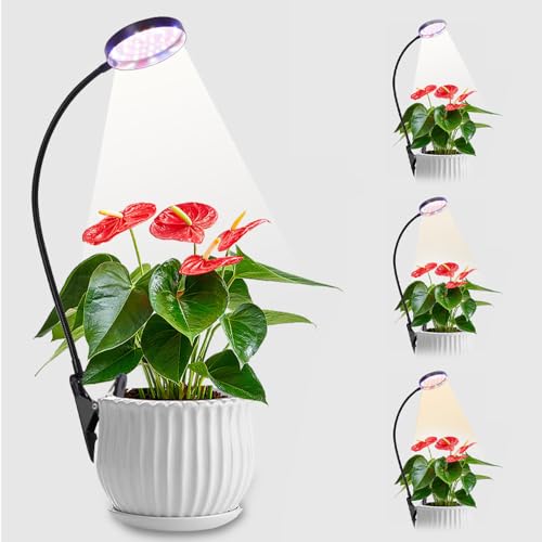 JOAASU Grow Lights for Indoor Plants, Plant Growing Light, Full Spectrum Led Grow Light, 10 Brightness Settings, 3 Modes, 360°Adjustable Gooseneck for Indoor Plants, Seedlings, Succulents